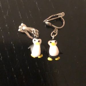 penguin clip earrings